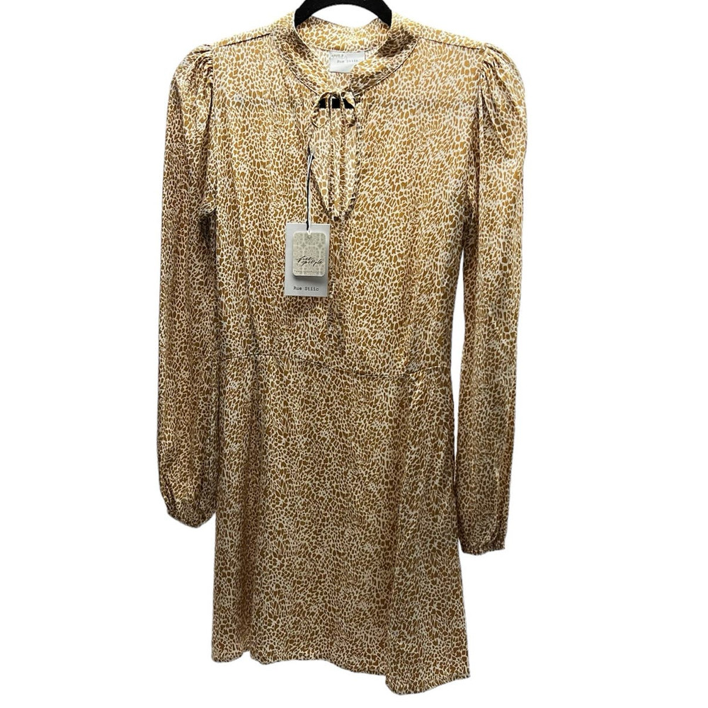 Free People Rue Stiic Mini Dress NWT $155 Micro Animal Print Women's Size XS